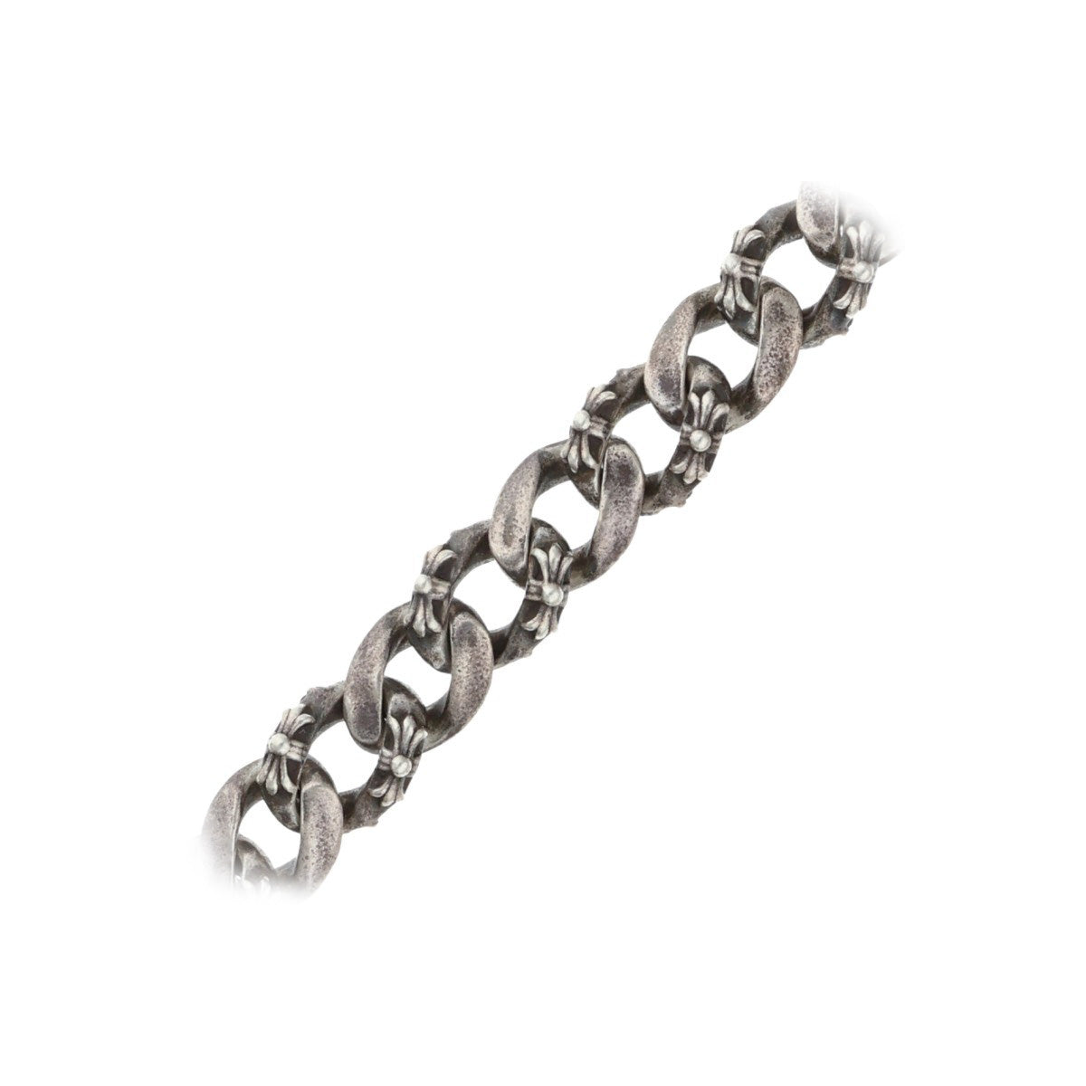 Antiqued Silver-Tone Fleur Link Chain Bracelet